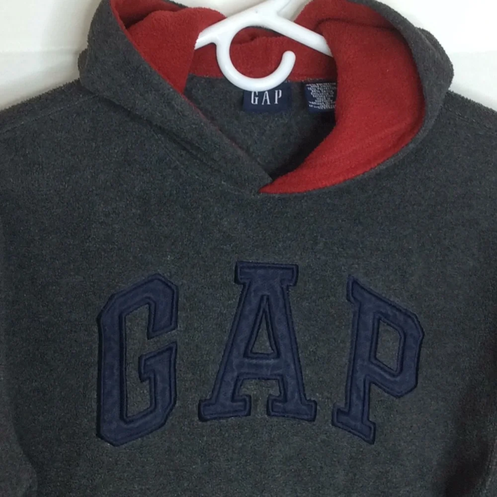 GAP Kids Hoodie Sweatshirt XL (12) Gray Navy Red